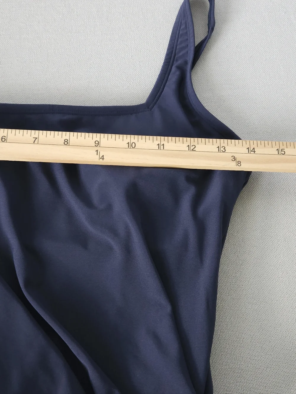 Beyond Control Navy Swim Dress 8 Square Neck Grommet Detail Tummy Control Coasta